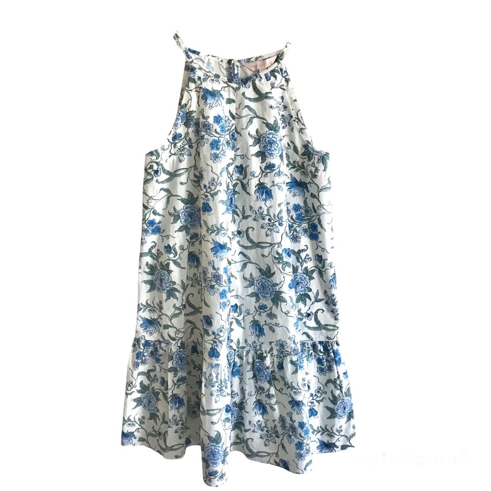 Rebecca Taylor Esmee Floral White Blue Cotton Swing Tank Top Mini Dress Sz 8 NWT